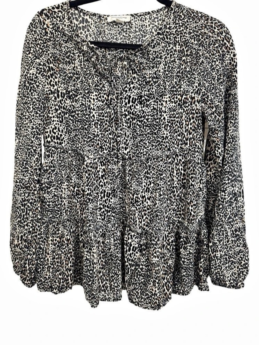 Beachlunchlounge Leopard Print Long Sleeve Blouse Size XS Like New